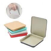 Portable square clamshell tin box