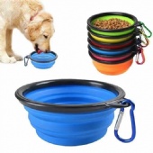 Food-grade collapsible pet bowl with carabiner