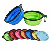 Food-grade collapsible pet bowl with carabiner