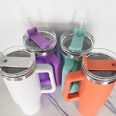 40oz Vacuum Coffee Mug Travel Tumbler with Straw