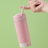 13.5oz. Double-Wall Wheat Straw Cup with Phone Stand