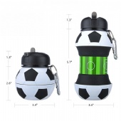 Clip-On Collapsible Silicone Soccer Water Bottle