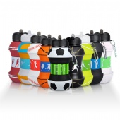 Clip-On Collapsible Silicone Soccer Water Bottle