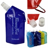 Collapsible Reusable Water Bottle Pouch with Carabiner