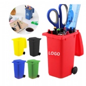 Mini Desk Trash Can with Lid Pen Holder