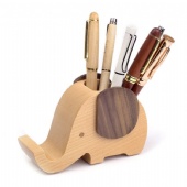 Wooden Elephant Phone Stand Pen Holder